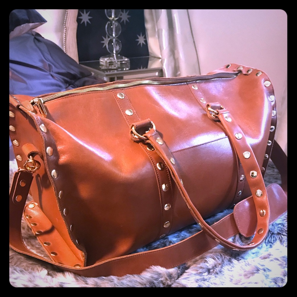 Large Leather Hammitt Weekender Duffel Bag